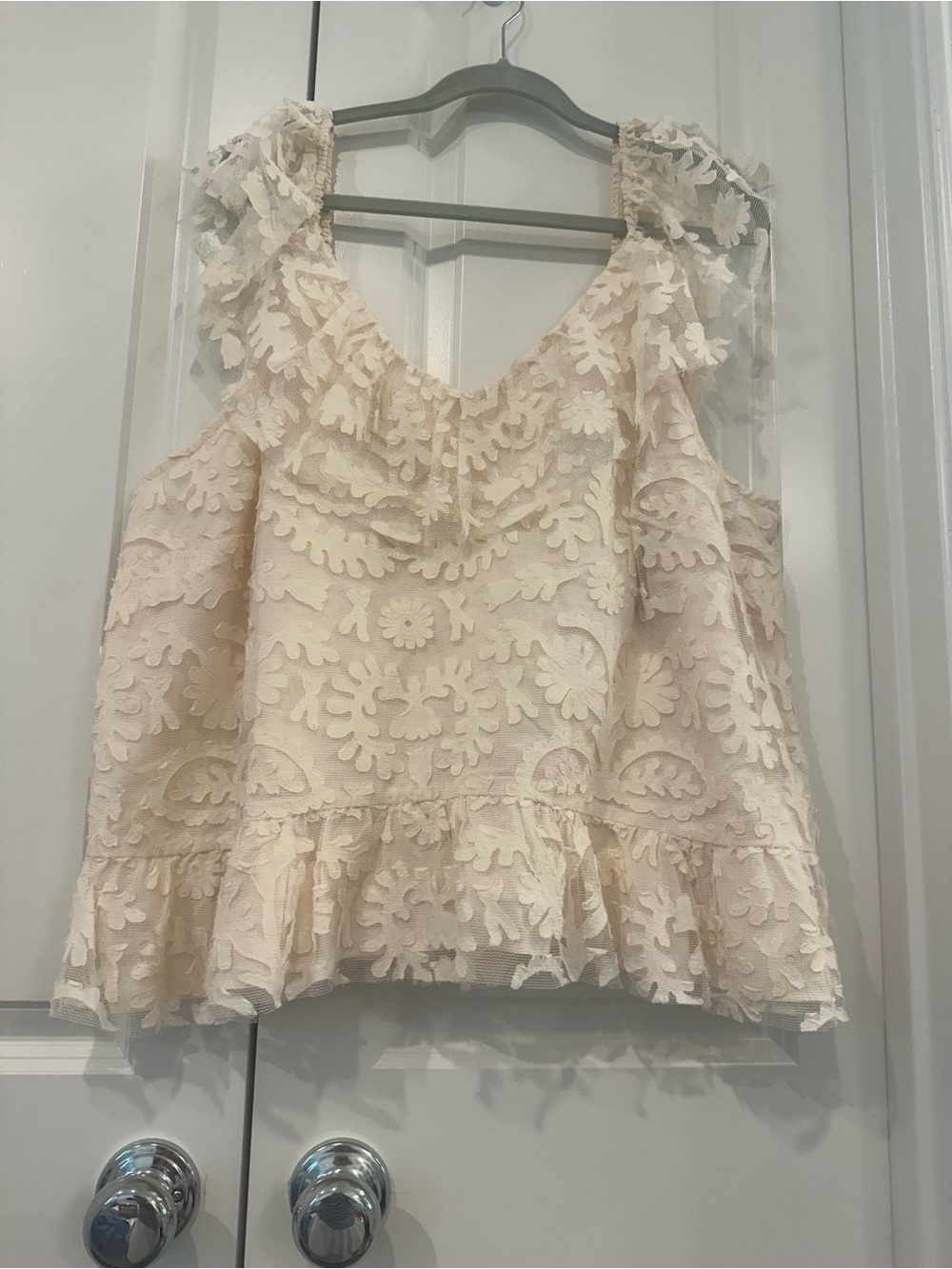 Anthropologie Plus Angelica Lace Top in Cream Romantic Bohemian